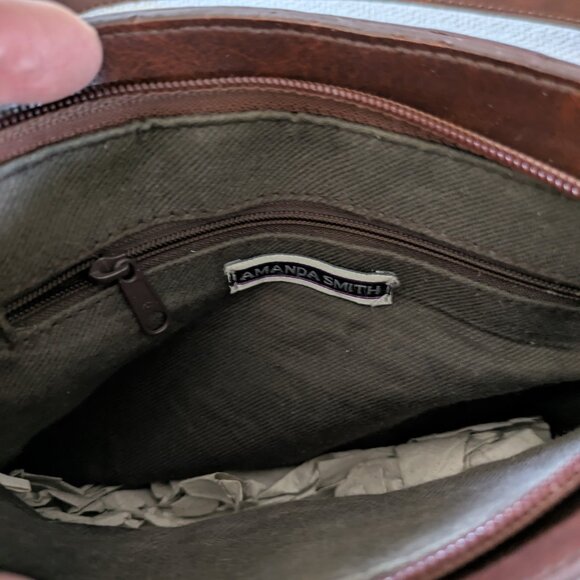 AMANDA SMITH - SHOULDER/CROSSBODY - BROWN LEATHER WOVEN PURSE - Picture 2 of 3